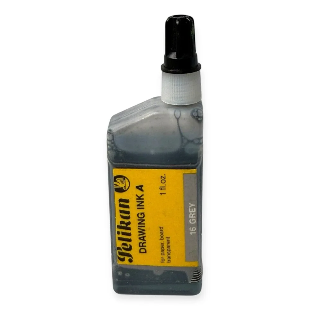 Vintage Pelikan Drawing Ink A 16 Grey 1 fl oz Partial Bottle Germany ~75% Full